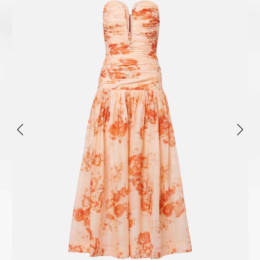 ZIMMERMANN CASCADIAN FLORAL STRAPLESS MIDI DRESS, SIZE 0 - Picture 6 of 6